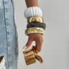Sb4a1924dbef246fc84feefaf8e8b460ea.webp Urban Edge Modern Chunky Bangles Set in Textured Metal and Resin