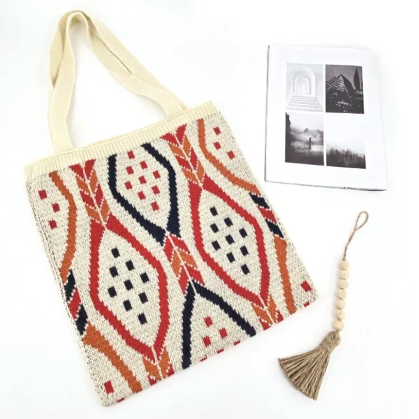 Sb7fdc96d85244f2ab95308ae921b57b8n.webp Geometric Woven Boho Tote Bag Beige – Spirit & Rebel