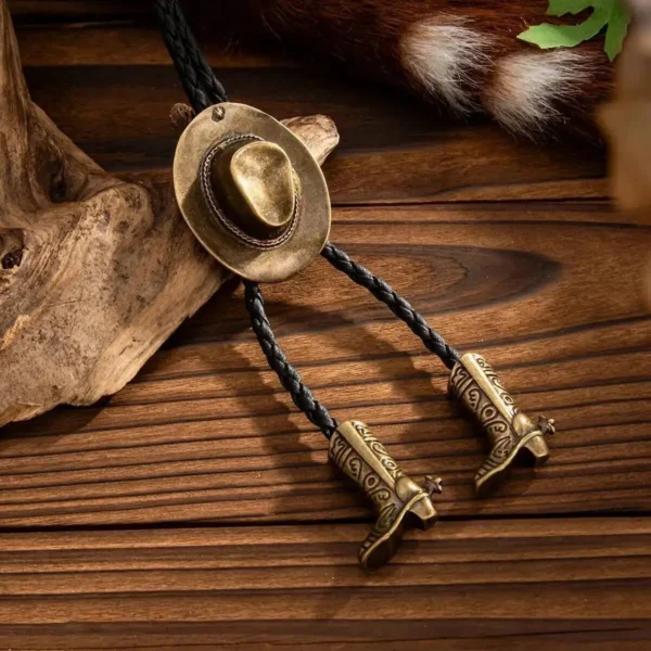 Sbaa01552001f4860ba725260850ebbfb5.webp Frontier Adventure Western Bolo Tie with Hat and Boot Accents