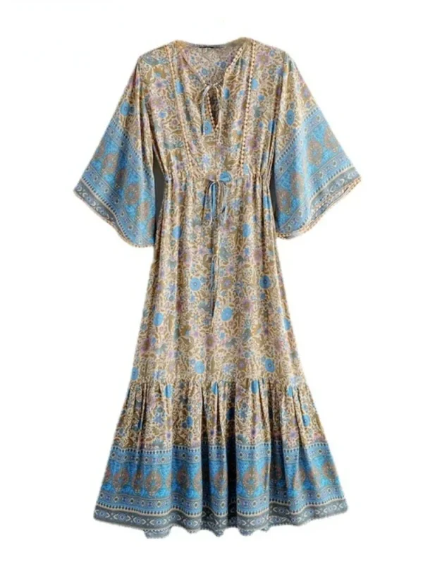 Sbc4b548fcd66433fb8981bba3c8a1319f.webp Free Spirit Bohemian Dress with Flowing Sleeves and Floral Detail