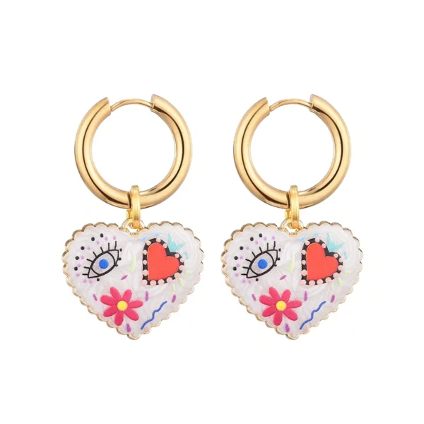 Sbcc500ede787403386dd7c8deeb55527J.webp Color Rush Artistic Hoop Earrings with Heart Dangles