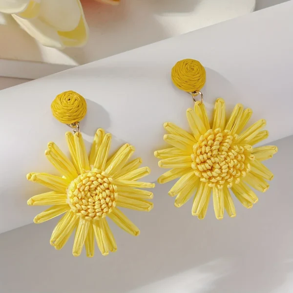 Sc1b77c1c0c0041f0848a5bc05acc0e65B.webp Mediterranean Bloom Raffia Flower Dangle Earrings