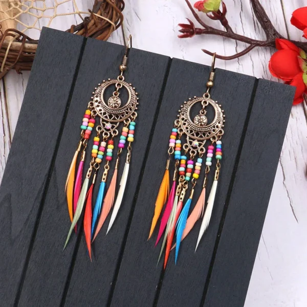 Sc20ed295de1e4adea44a2a9b2940c53du.webp Dreamcatcher-Inspired Boho Earrings with Colorful Bead Accents