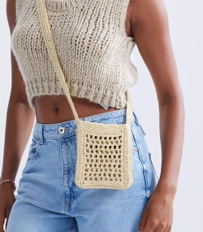 Golden Loom Weave Boho Bag