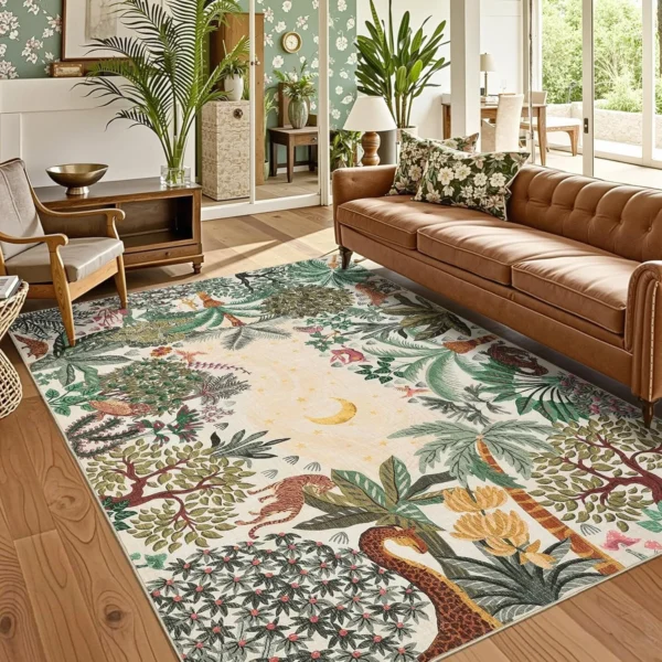 Sc48f2884f6dd4aaaa733fa55450b19369.webp Midnight Jungle Reverie Boho Rug