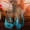 Sc4fa2a7300fb42e2be53d71b4ab6d642X.webp Nomad Sun Feather Dreamcatcher Statement Earrings