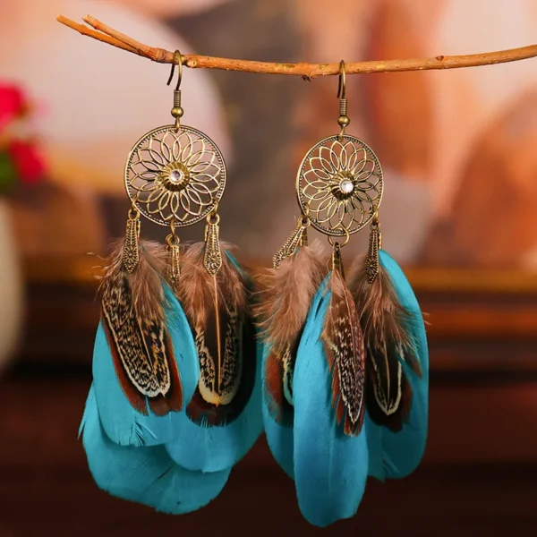 Sc4fa2a7300fb42e2be53d71b4ab6d642X.webp Nomad Sun Feather Dreamcatcher Statement Earrings