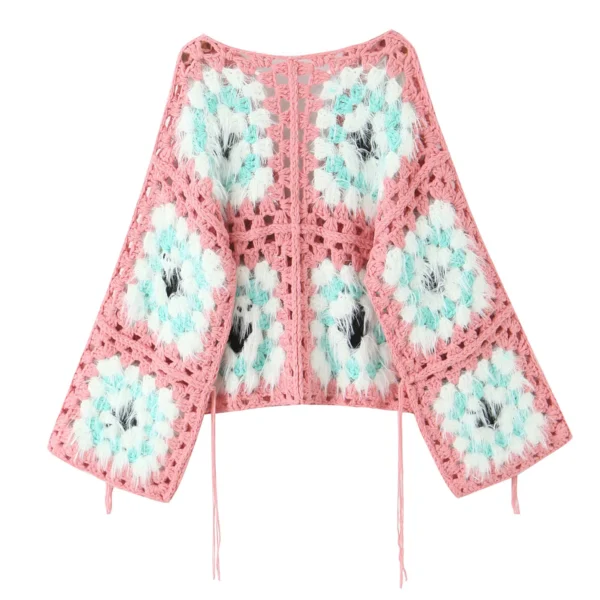 Sc7dac69c44a746229d79572ea9d99093I.webp Festival Finesse Tie-Front Boho Cardigan with Crochet Floral Details