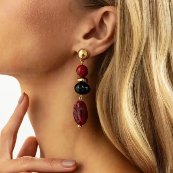 Scdd8276d3471423fab6d69b03d9883b6M.webp Boho Earrings with Bold Stone Accents and Gold Highlights