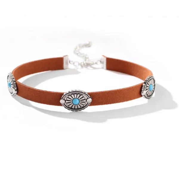 Bohemian Choker Necklace with Decorative Stone Accents