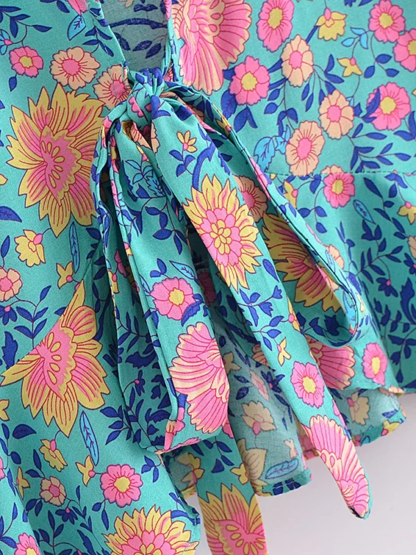 Sd1de8dd8384e43f087a0ced62eb74ed92.webp Wildflower Breeze Boho Tie Front Blouse