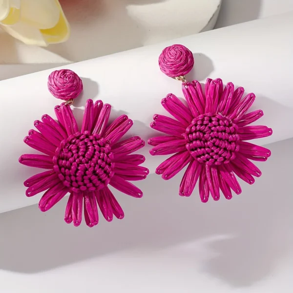Sd257f9aa991445eea4da6dd67d768e04v-1.webp Mediterranean Bloom Raffia Flower Dangle Earrings