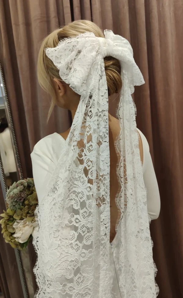 Sd32a6ba7ef6e49bf823590f3139ff7ddf.webp Timeless Elegance Long Lace Bow Bridal Veil