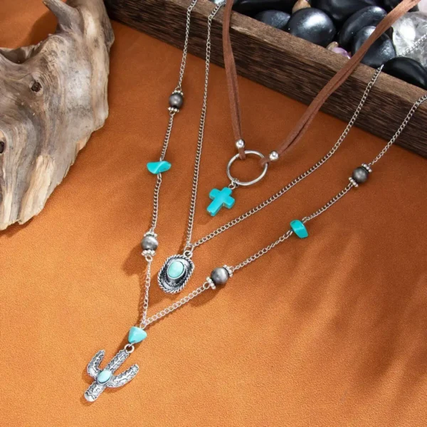 Sd3aaaffe4bb24b6aaf585032b449fef0U.webp Nomad Spirit Boho Layered Silver Turquoise Necklace