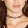 Bohemian Choker Necklace with Decorative Stone Accents