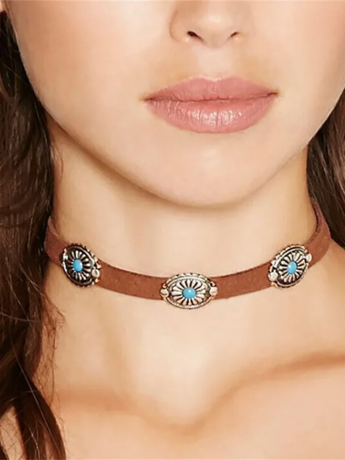 Sd54e30c31ad642bcb2731f53502e4d22f.webp Bohemian Choker Necklace with Decorative Stone Accents