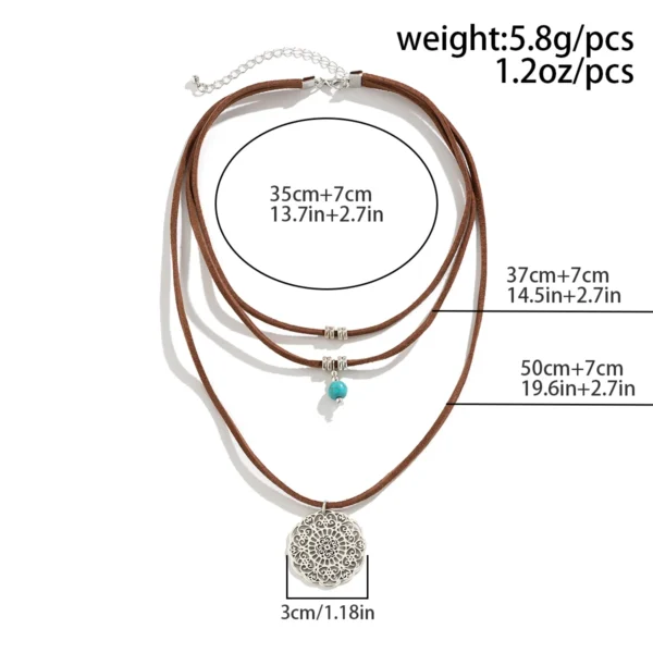 Sd855de59e2024ba5994300aa4671bbe3y.webp Savannah Whisper Bohemian Layered Choker Necklace with Turquoise Accent