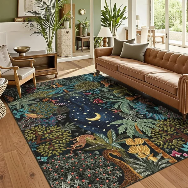 Sd8cda9bcdc104eb7b772ed89e23832c76.webp Midnight Jungle Reverie Boho Rug