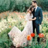 Meadow at Golden Hour: Floral Embroidered Off-Shoulder Wedding Dress