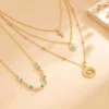 Sdd853e7045584ccb9cb718ea15edee3bN.webp Elements Lost and Found Gold Layered Necklace with Turquoise Details