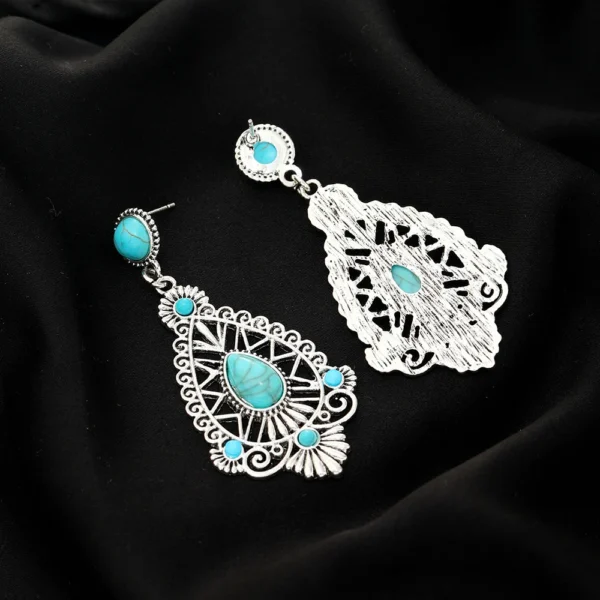Sdfeae2db3afc45c0aaa2aba641162600o.webp Intricate Silver Boho Earrings with Turquoise Accents
