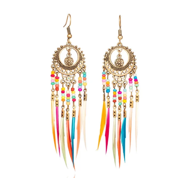 Se045ab99f7054b9e960fe3adf0ed5d1aK-1.webp Dreamcatcher-Inspired Boho Earrings with Colorful Bead Accents Gold – Spirit & Rebel