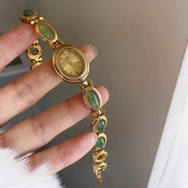 Se168982d079d4cc59f056ad1529ed09e2.webp Elysian Gemstone Embellished Wristwatch with Bracelet Strap