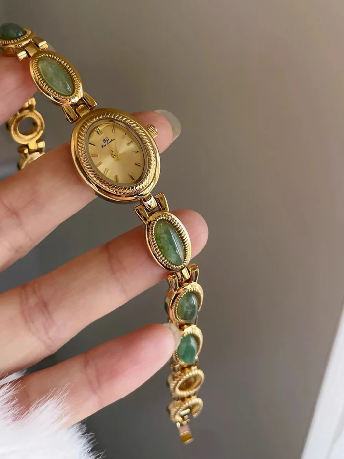 Se168982d079d4cc59f056ad1529ed09e2.webp Elysian Gemstone Embellished Wristwatch with Bracelet Strap