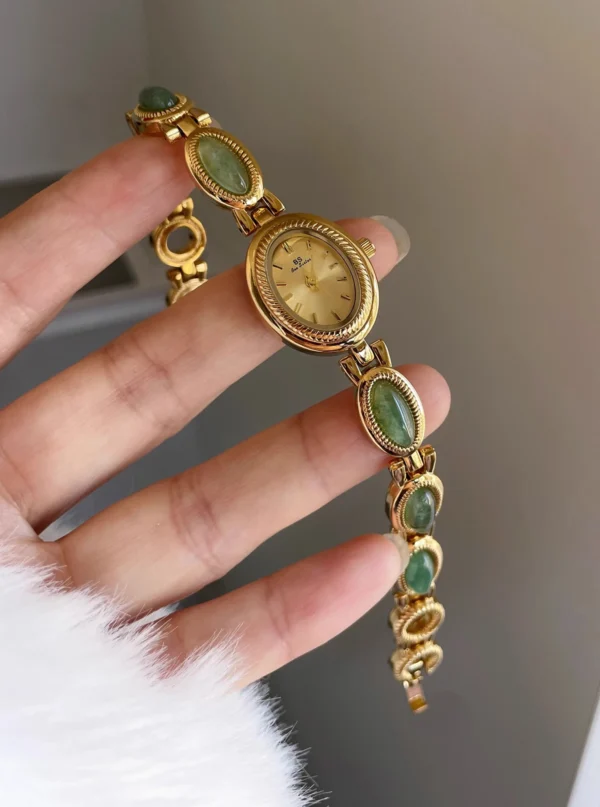 Se40e0230ecf54f51a56eff85e812f016J.webp Elysian Gemstone Embellished Wristwatch with Bracelet Strap
