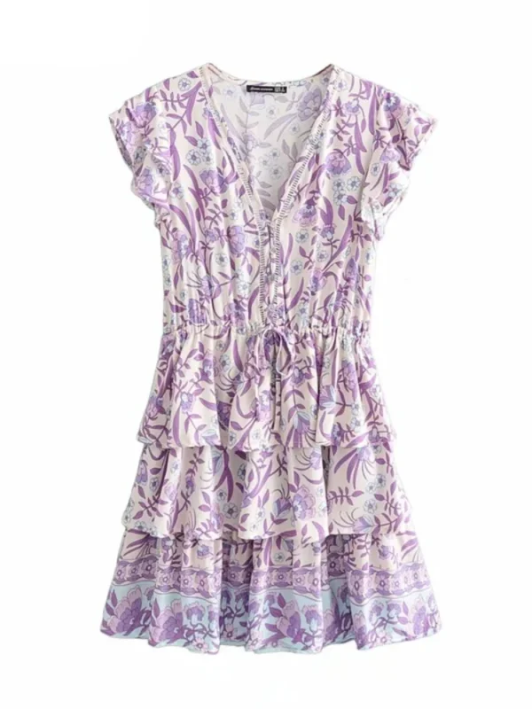 Se55f9deb6bcc48fda7e3cad8978f17a0X.webp Floral Ruffle Mini Dress with Relaxed Fit and Button Detail