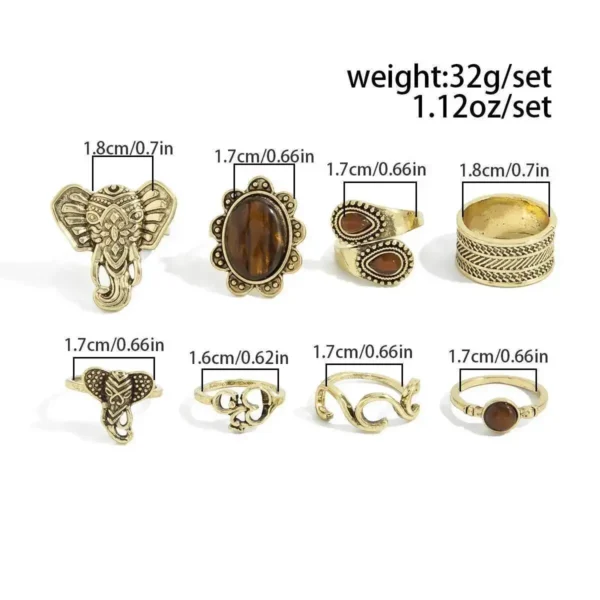 Se7a3df99a2d14848ab2a02557e8527693.webp Mystic Wanderlust Ornate 8 pcs Ring Set with Engraved Details