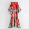 Seebb49c2f870472c8ef3dcaad2af33418.webp Gypsy Bloom Kimono Midi Dress with Batwing Sleeves