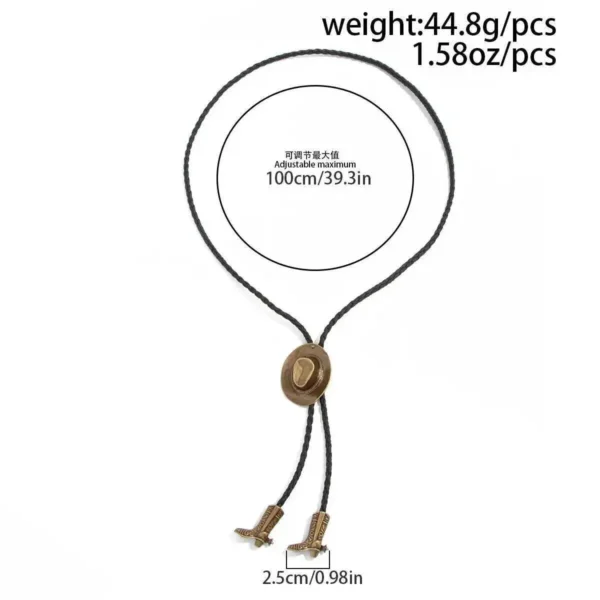 Sef5d6712b5b04b689b7e0c05290718f62.webp Frontier Adventure Western Bolo Tie with Hat and Boot Accents