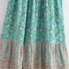 Bohemian Maxi Dress with Button Detail and Drawstring Waist
