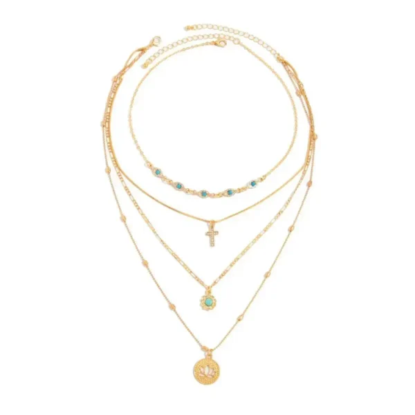 Sf0382cb055f14874a0aca05ebe6fc3f0q.webp Elements Lost and Found Gold Layered Necklace with Turquoise Details