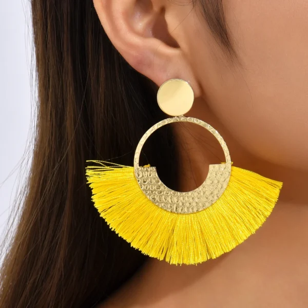 Sf431d8c32b7f466eb8cff607c57dc34cD.webp Festival Spirit Fringe Hoop Earrings with Gold Accents