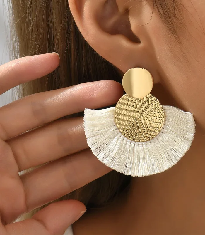 Celestial Fan Tassel Earrings