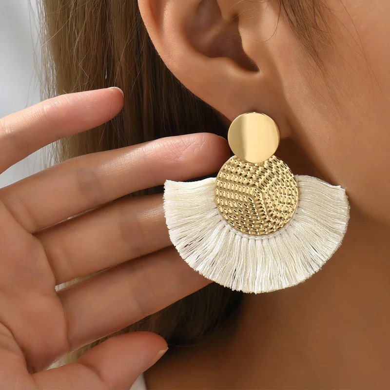 Celestial Fan Tassel Earrings