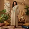 Sf9d2fcc587834028a72ab7d95910275bU.webp Wheat Stalk Boho Embroidered Maxi Dress