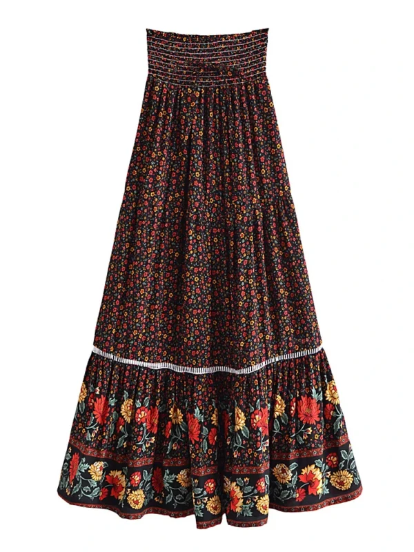 Sfa722182d655439bb8e63dd4fa308b84C.webp Harmony Flows Bohemian Floral Maxi Skirt with Tiered Design