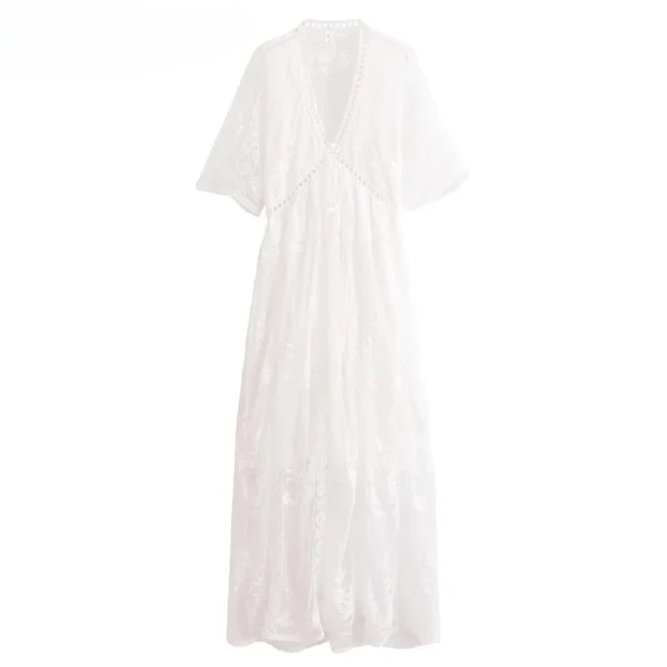 Sfbb6f85147004a2887753297f070dc259.webp Dreamweaver White Bohemian Lace Maxi Dress with Sheer Overlay