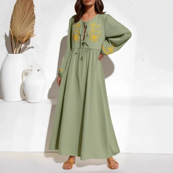 Butterfly Embroidered Boho Maxi Dress