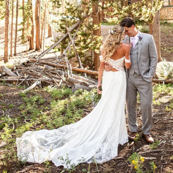 Thistle Grove — Draped Neckline Boho Wedding Dress in Crochet Lace – Spirit & Rebel