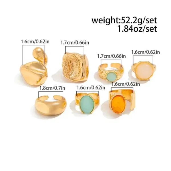 Sfd44b00154d44bd4a04d4eb4399816bbe.webp Goddess Layered 7 pcs Set Irregular Gemstone Rings