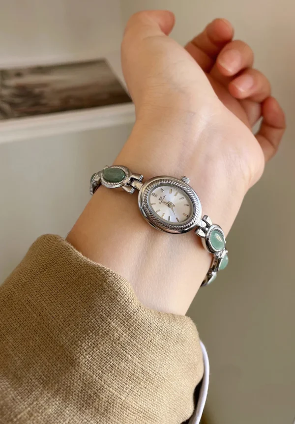 Sfd66e23a5d6048b8be5e5597354b2f761.webp Elysian Gemstone Embellished Wristwatch with Bracelet Strap
