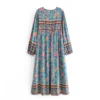 Sfe11dad39777498e9f3623968d87667bK.webp Wilderness Boho Floral Bohemian Dress with Tassels and Tie-Front