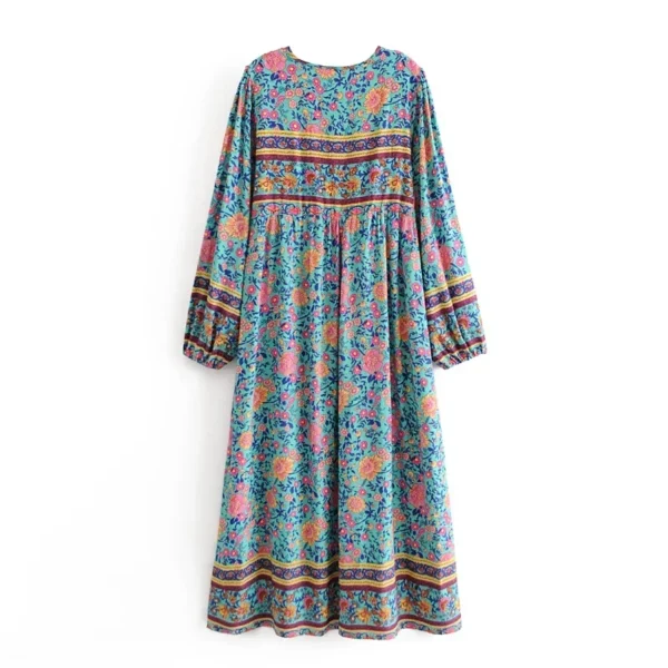 Sfe11dad39777498e9f3623968d87667bK.webp Wilderness Boho Floral Bohemian Dress with Tassels and Tie-Front