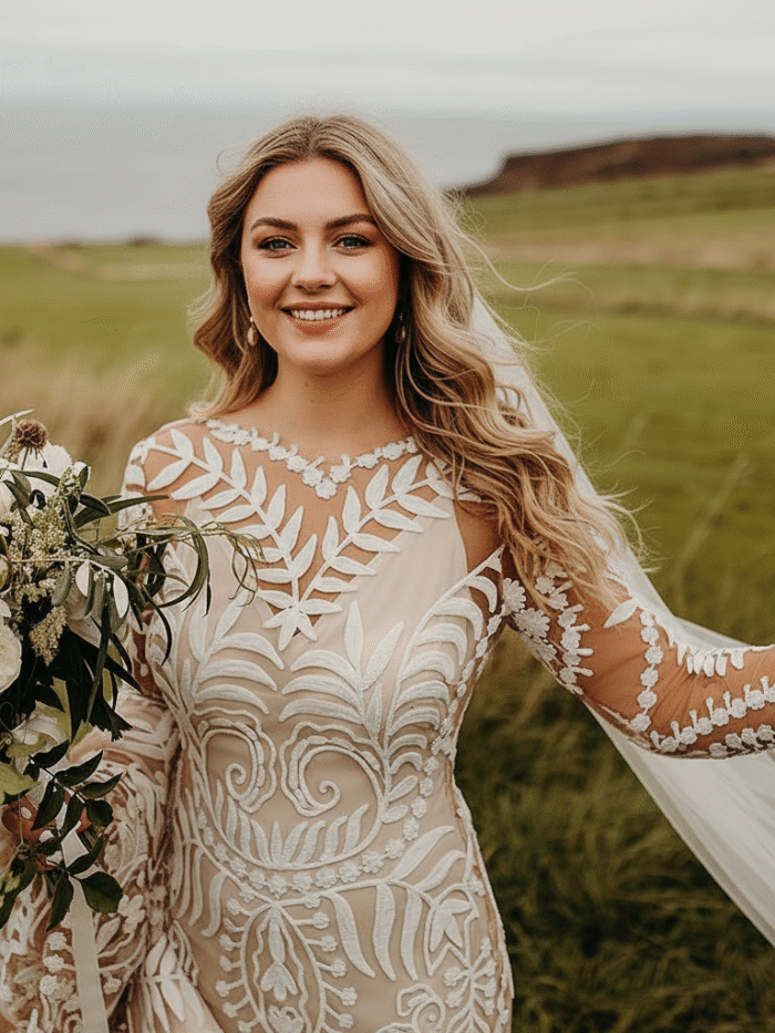 The Folklore Gown — Boho Long Sleeve Lace Wedding Dress