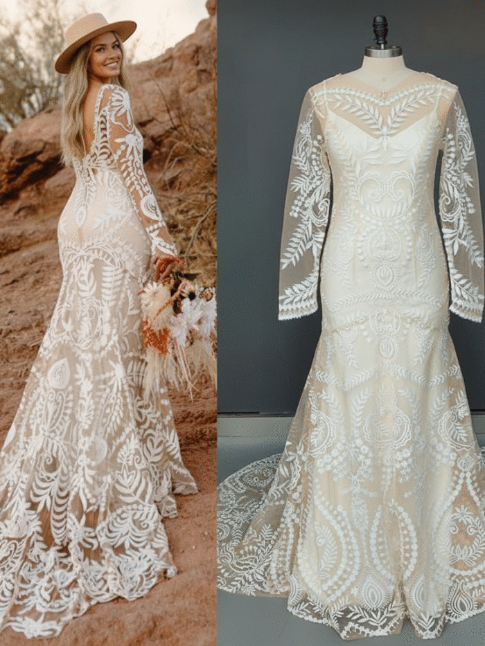 The Folklore Gown — Boho Long Sleeve Lace Wedding Dress