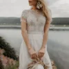 Cliffside Dusk — Beaded Fringe Boho Wedding Dress in Soft Tulle – Spirit & Rebel